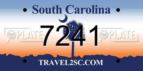 7241 South Carolina License Plate