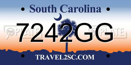 7242GG South Carolina License Plate