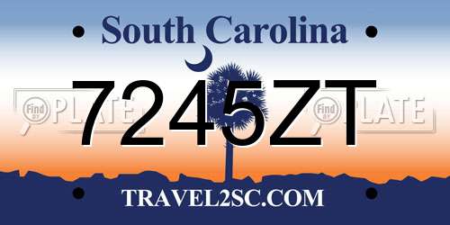 7245ZT South Carolina License Plate