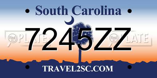 7245ZZ South Carolina License Plate