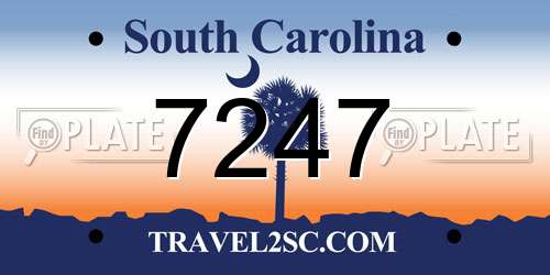 7247 South Carolina License Plate