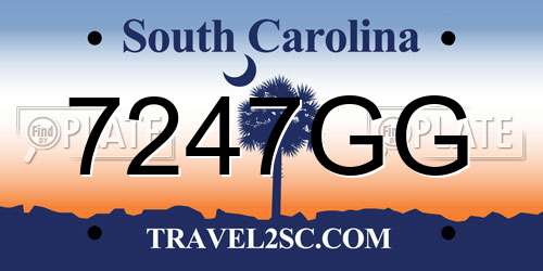7247GG South Carolina License Plate