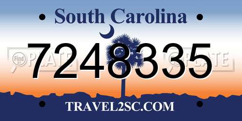 7248335 South Carolina License Plate