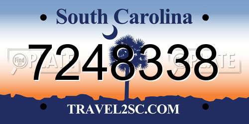 7248338 South Carolina License Plate