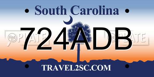 724ADB South Carolina License Plate