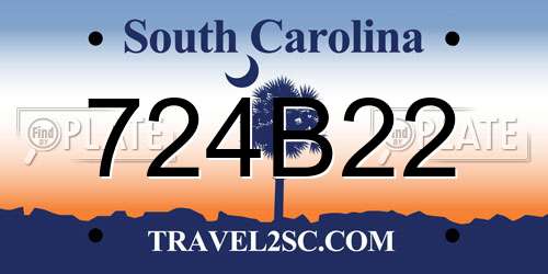 724B22 South Carolina License Plate