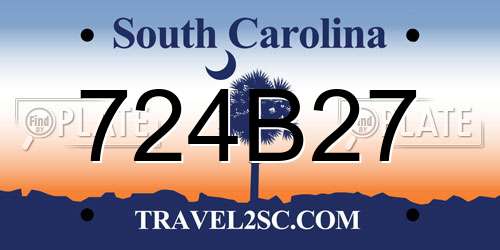 724B27 South Carolina License Plate