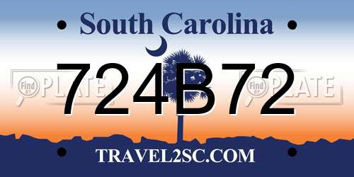 724B72 South Carolina License Plate