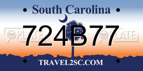 724B77 South Carolina License Plate