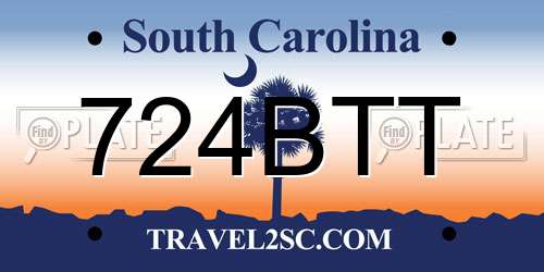 724BTT South Carolina License Plate
