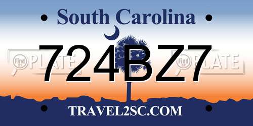724BZ7 South Carolina License Plate