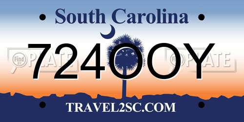724OOY South Carolina License Plate