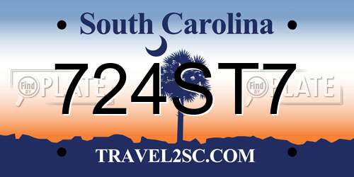 724ST7 South Carolina License Plate