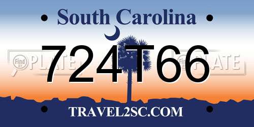 724T66 South Carolina License Plate