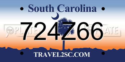 724Z66 South Carolina License Plate