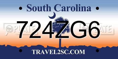 724ZG6 South Carolina License Plate
