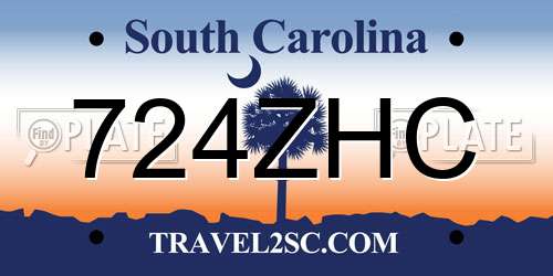 724ZHC South Carolina License Plate