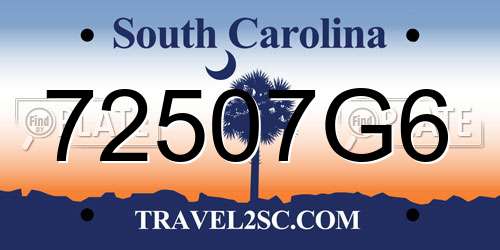 72507G6 South Carolina License Plate