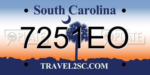 7251EO South Carolina License Plate
