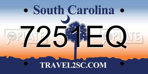 7251EQ South Carolina License Plate
