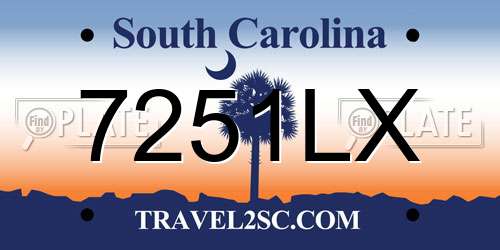 7251LX South Carolina License Plate