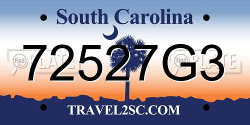 72527G3 South Carolina License Plate