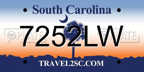7252LW South Carolina License Plate