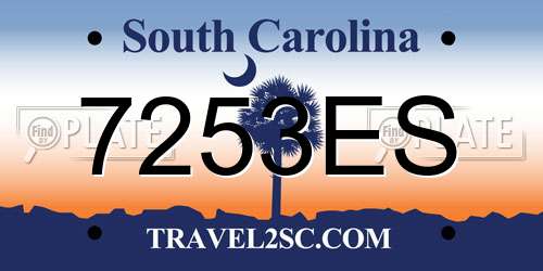 7253ES South Carolina License Plate