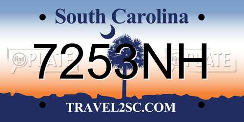 7253NH South Carolina License Plate