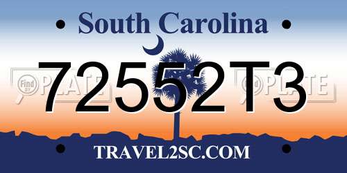 72552T3 South Carolina License Plate