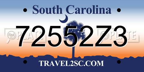 72552Z3 South Carolina License Plate