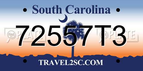72557T3 South Carolina License Plate