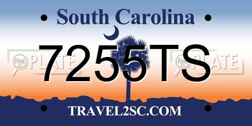 7255TS South Carolina License Plate