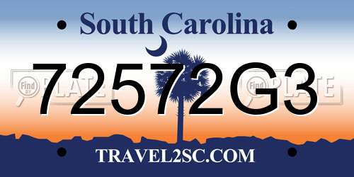72572G3 South Carolina License Plate
