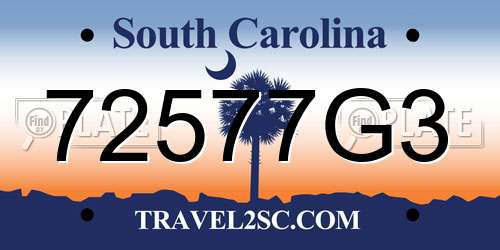 72577G3 South Carolina License Plate