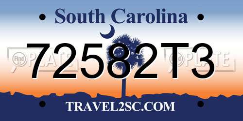 72582T3 South Carolina License Plate