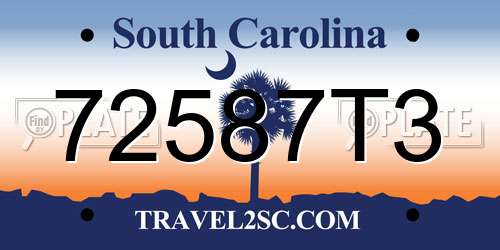72587T3 South Carolina License Plate