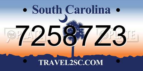 72587Z3 South Carolina License Plate