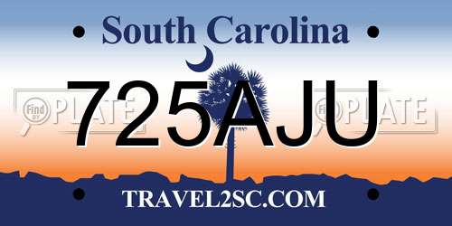 725AJU South Carolina License Plate