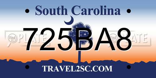 725BA8 South Carolina License Plate