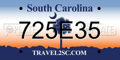725E35 South Carolina License Plate