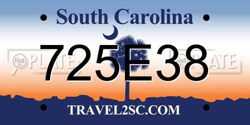 725E38 South Carolina License Plate