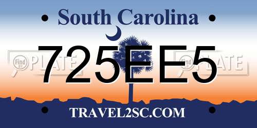 725EE5 South Carolina License Plate