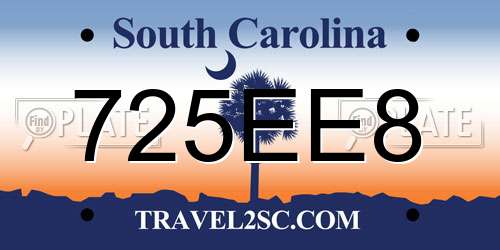 725EE8 South Carolina License Plate