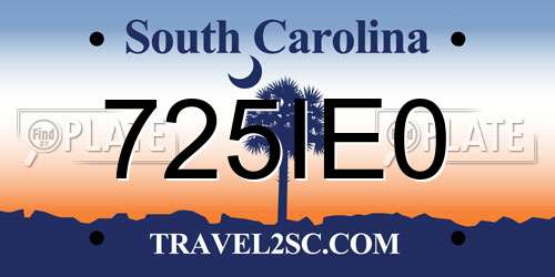 725IE0 South Carolina License Plate