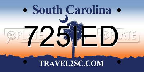 725IED South Carolina License Plate