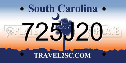 725J20 South Carolina License Plate