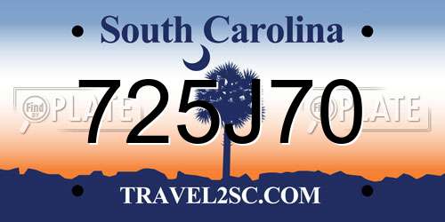 725J70 South Carolina License Plate