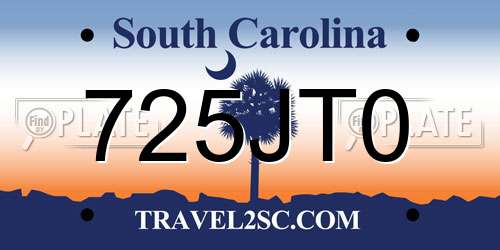725JT0 South Carolina License Plate