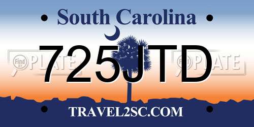 725JTD South Carolina License Plate